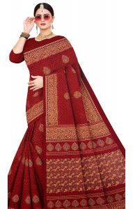 Bengálské bavlněné sárí červené b2914